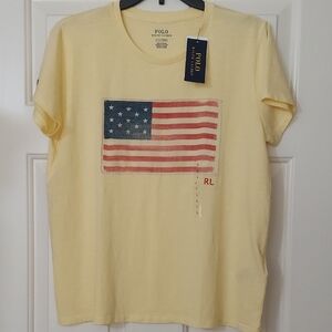 Polo Ralph Lauren Yellow T-Shirt with Flag Design
